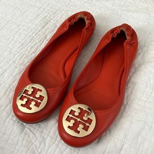 Tory Burch size 10 orange Reva ballet flats